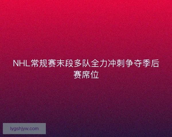 NHL常规赛末段多队全力冲刺争夺季后赛席位