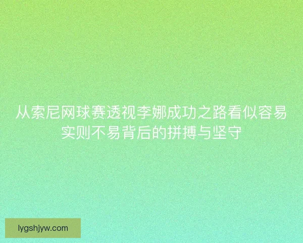 从索尼网球赛透视李娜成功之路看似容易实则不易背后的拼搏与坚守