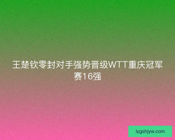 王楚钦零封对手强势晋级WTT重庆冠军赛16强