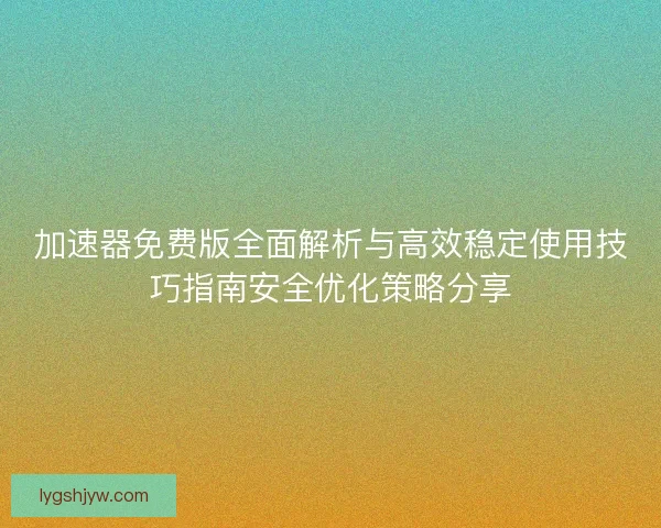 加速器免费版全面解析与高效稳定使用技巧指南安全优化策略分享