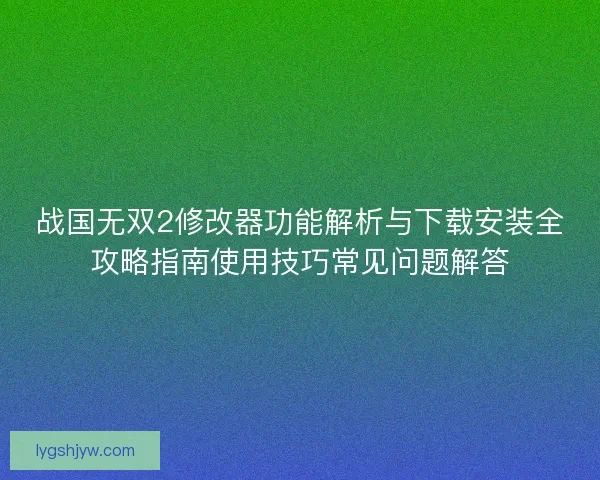 战国无双2修改器功能解析与下载安装全攻略指南使用技巧常见问题解答