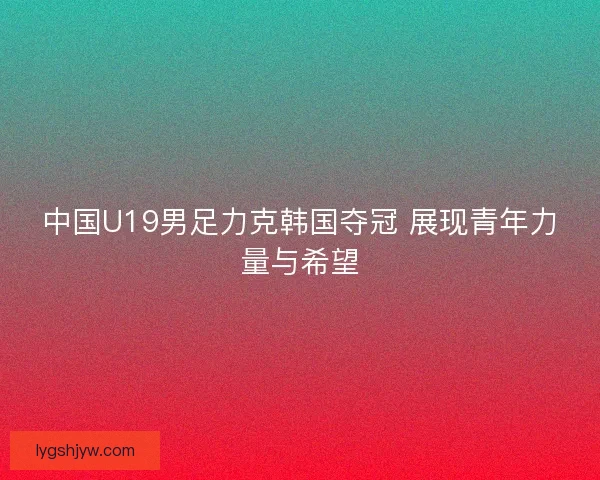 中国U19男足力克韩国夺冠 展现青年力量与希望
